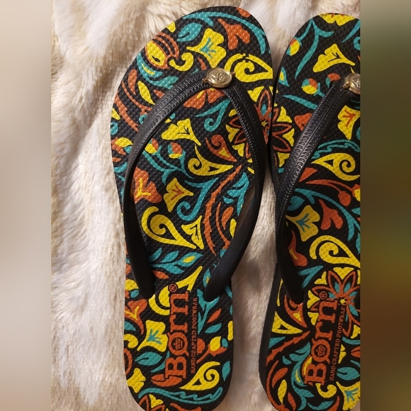 Born Multicolor Patterned Flip Flops - Picture 2 of 3